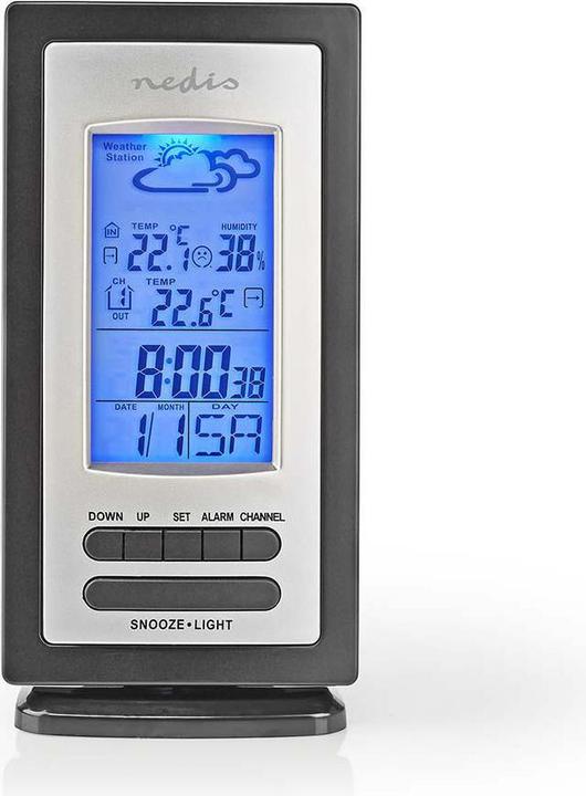 Produktbild Nedis Wetterstation - Alarm - Hygrometer - Aussensensor - Schwarz/Silber