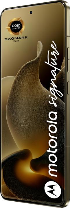 Produktbild Motorola Moto Signature 6.8 Dual SIM Android USB Type-C 16 GB 512 GB 5200 mAh Olivgrün (512 GB, Gold, PANTONE Martini Olive, 6.78", Dual SIM, 5G)