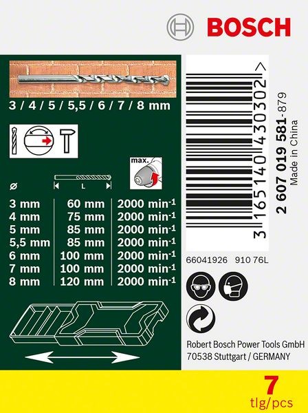 Image du produit Bosch Zubehör Stone twist drill set 7 pieces (5 mm, 6 mm, 7 mm, 8 mm, 4 mm, 3 mm, 5,5 mm)