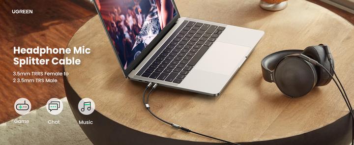 Actual product image Ugreen Microphone and headphone Y splitter 3.5 mm jack (0.20 m, 3.5mm jack (AUX))
