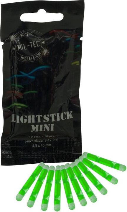 Mil-tec Mini glow stick 10-pack green