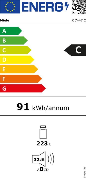 Etichetta energetica Miele Frigorifero K 7447 C (223 l)