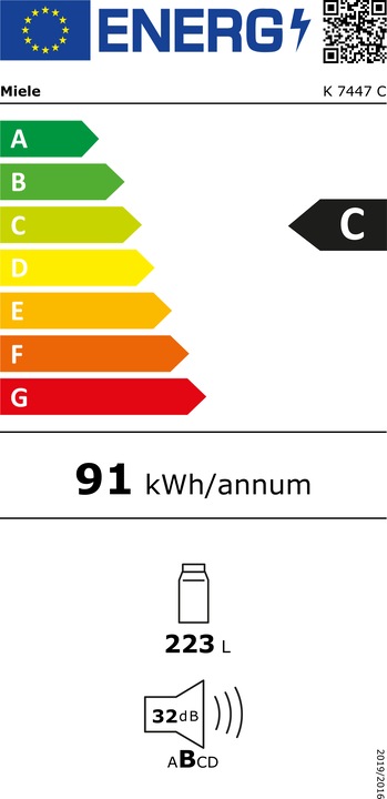 Energie-Label Miele Kühlschrank K 7447 C (223 l)