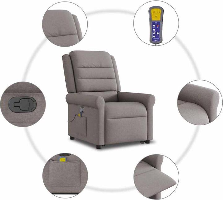 Produktbild VidaXL Massagesessel mit Aufstehhilfe Taupe Stoff