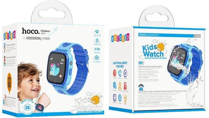 Actual product image Hoco Headphone with microphone smartwatch for kids with call function 2G Y100 blue (36.58 mm, 2G)