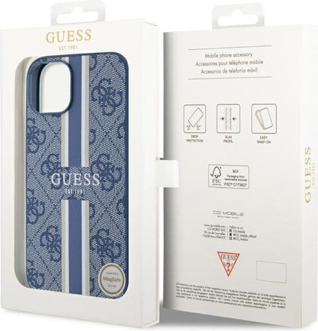 Actual product image Guess GUHMP14MP4RPSB iPhone 14 Plus 6.7" niebieski/blue hardcase 4G Printed Stripes MagSafe (Apple iPhone 14 Plus)