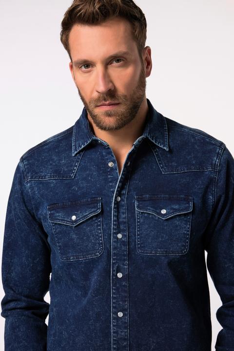 Produktbild JP1880 JP 1880 Jeanshemd FLEXNAMIC®, Denim, Langarm, Kentkragen, Modern Basic Fit (4XL)
