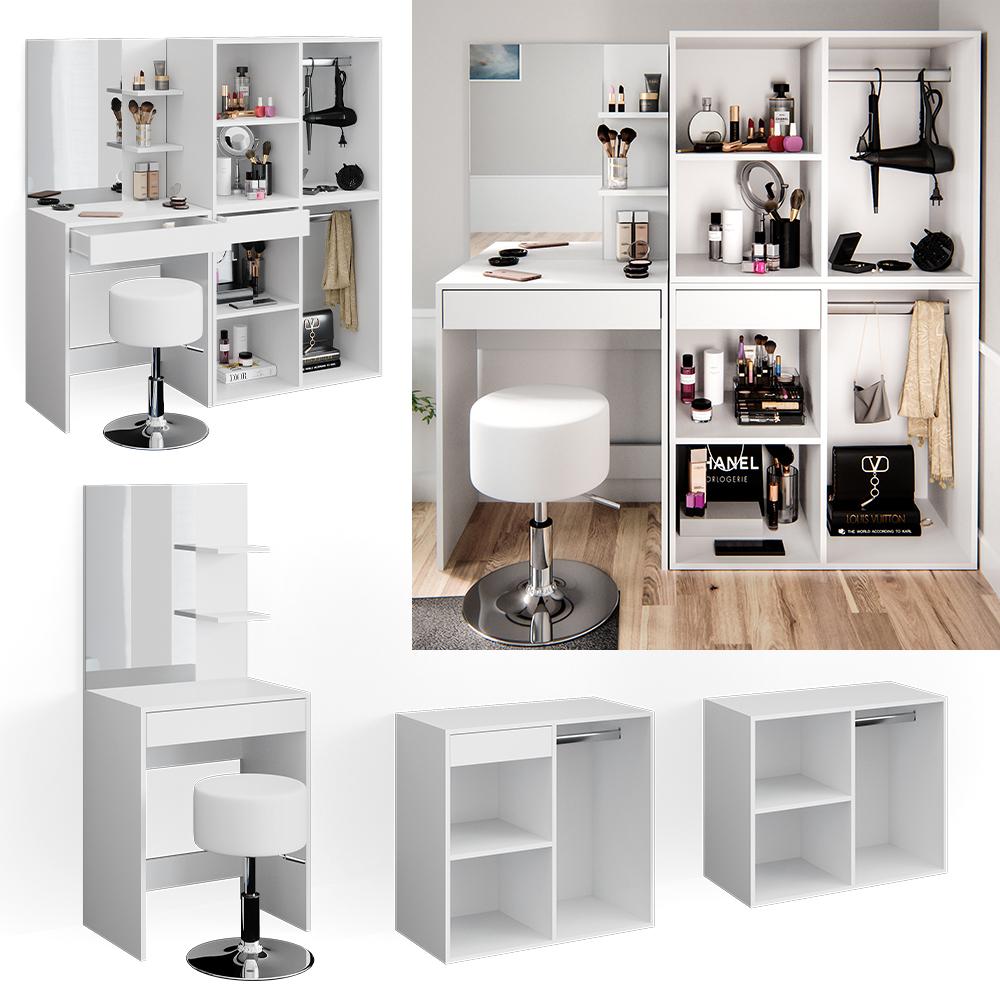 Thumbnail - Vicco, Schminktisch, Isabelle mit Hocker (140 x 140 x 40 cm)