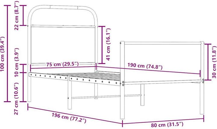 Image du produit vidaXL Bettgestell (75 x 190 cm)