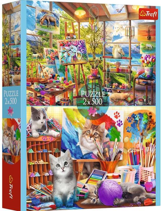 Immagine prodotto Trefl Puzzle 2 x 500 - Katzen / Malerei (500 pezzi)