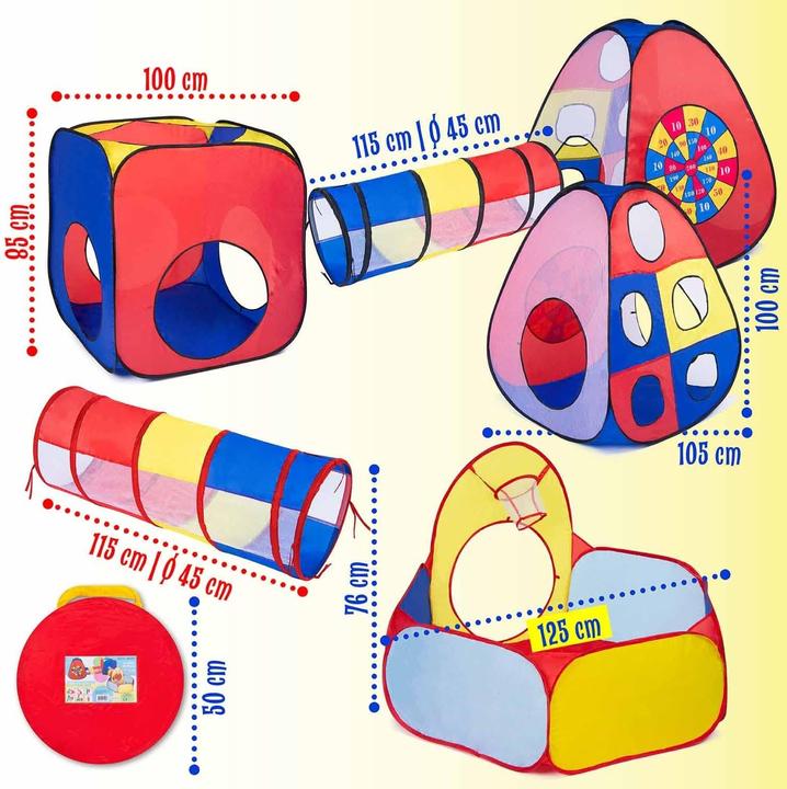 Immagine prodotto All Kids United Spielzelt mit Tunnel & Bällebad