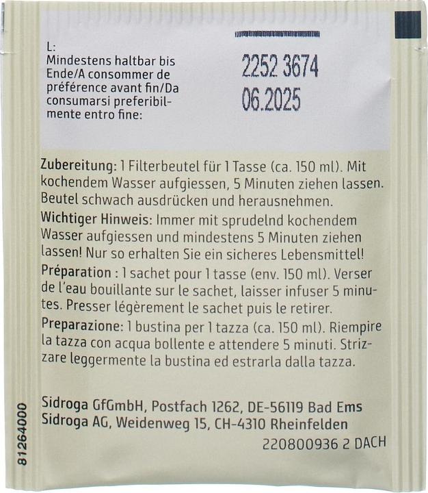 Nährwerte und Zutaten Sidroga Wellness Ingwer-Zitrone Tee Beutel (40 g)