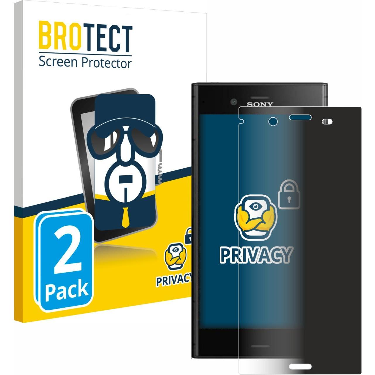 BROTECT Sichtschutzfolie Anti-Spy Privacy Folie Blaulicht-Schutz (2 Stück, Sony Xperia XZ1), Smartphone Schutzfolie, Bla...