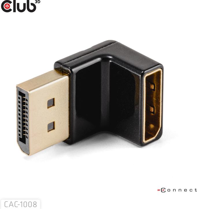 Produktbild Club 3D Club3D Adapter DP > DP 1.4 90° abgewikelt 4K@120Hz St/Bu retail (10.50 cm)