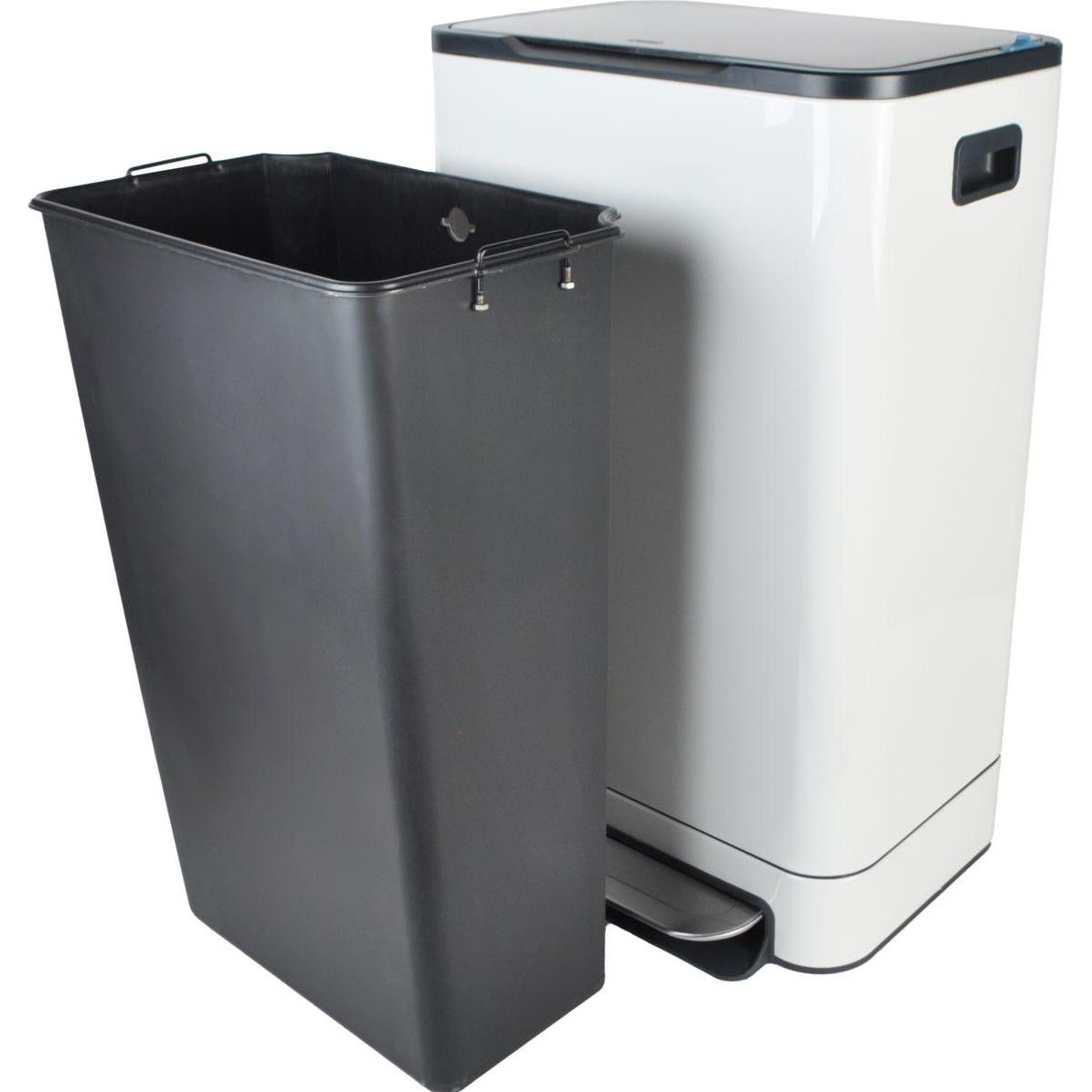 Desq Prullenbak 40L RVS Binnenemmer Geurfilter Softclose 40 X 27 (6053.01), Pattumiera, Bianco