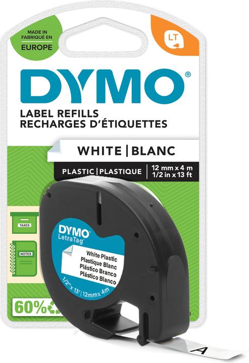 Dymo S0721660 Courroie en plastique (1.20 cm, Blanc)