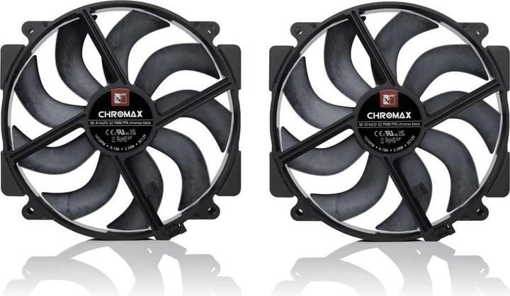 Image du produit Noctua NF-A14x25r G2 PWM Sx2-PP chromax.black Gehuselfter 140 mm (140 mm, 2 x)