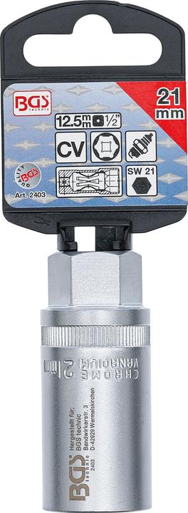 Produktbild BGS Zündkerzen-Einsatz Sechskant Antrieb Innenvierkant 12,5 mm (1/2") SW 21 mm