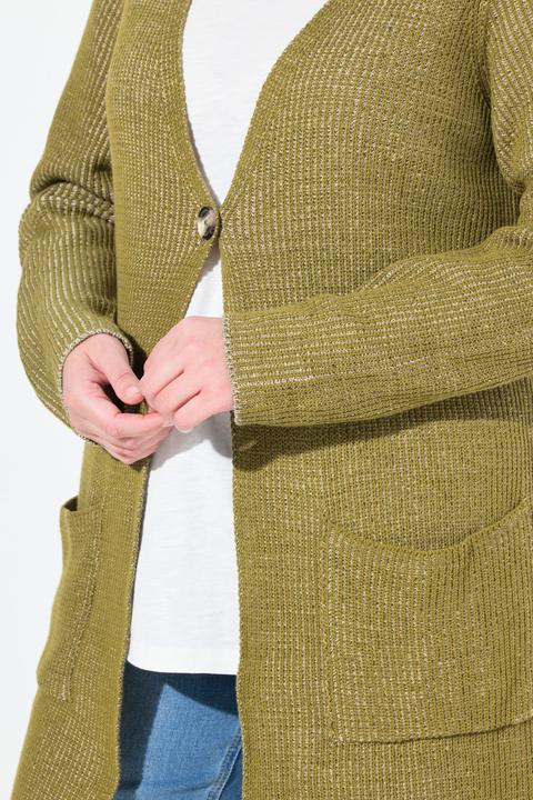 Produktbild Ulla Popken Lang-Strickjacke, Rippstrick, V-Ausschnitt (58)