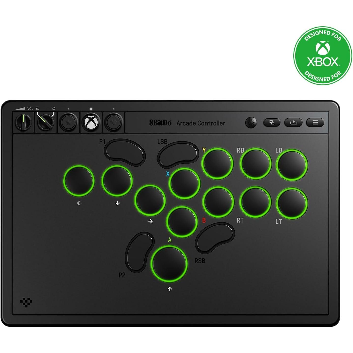 8bitdo Controller arcade (Xbox One S, Xbox One X, Xbox Serie S, Xbox Series X, Windows), Controller gaming, Nero