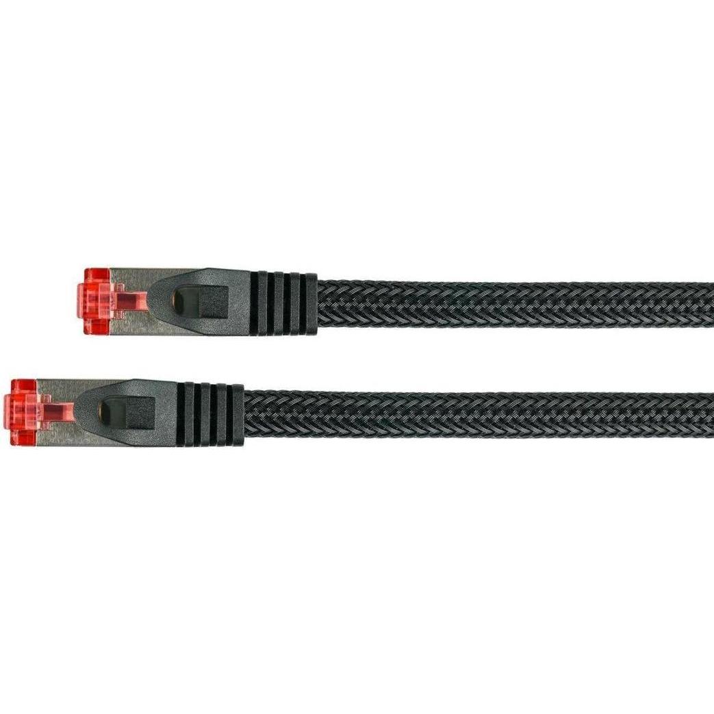 Kabelmeister Patchkabel mit Rastnasenschutz (RNS) und Nylongeflecht, Cat. 6, S/FTP, PiMF, PVC, schwarz, 25m (S/FTP, CAT6...