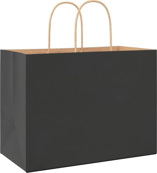Produktbild VidaXL Kraftpapiertüten 50 Stk. mit Henkel Schwarz 32x17x25 cm Papiertüte (Geschenktüte, 50 x)