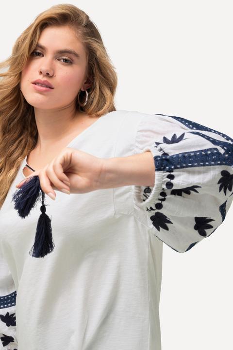 Produktbild Ulla Popken Bluse, Stickerei, Tunika-Ausschnitt, Langarm (46, 48)