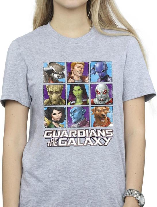 Actual product image Guardians of the Galaxy Womens/Ladies Character Squares Cotton Boyfriend T-Shirt (3XL)