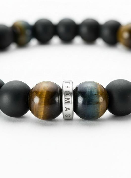 Actual product image Thomas Sabo Armband Obsidian und Tigerauge (17 cm, Obsidian, Silver, Tiger's eye)