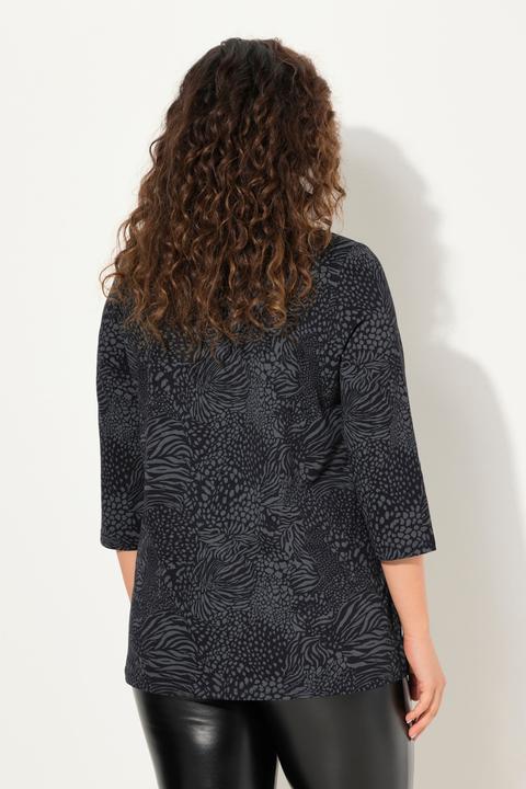 Produktbild Ulla Popken Shirt, Animalmuster, A-Linie, V-Ausschnitt, 3/4-Arm (46, 48)
