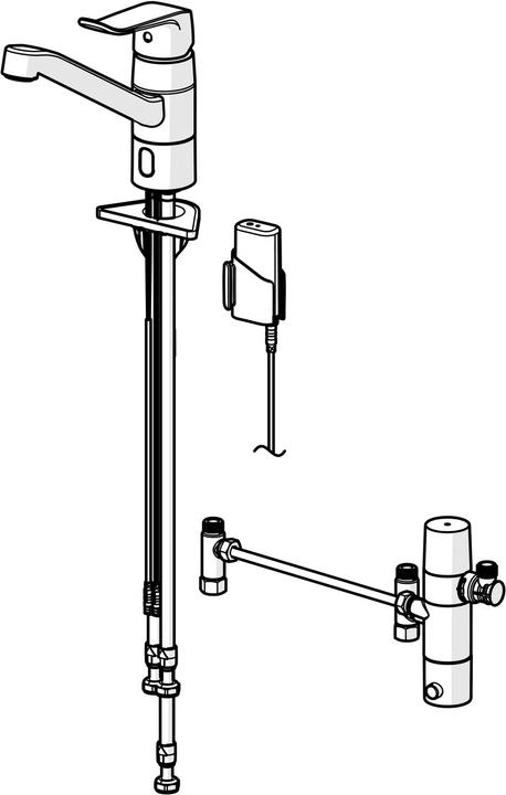 Actual product image Hansa HANSACARE Hybrid kitchen faucet, Hybrid/Bluetooth, battery operated, projection 214 mm, chrome