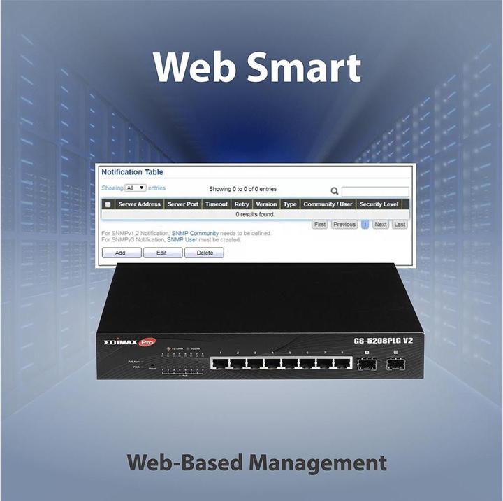 Produktbild edimax Switch Pro 8x GE GS-5208PLG V2 POE (10 Ports)