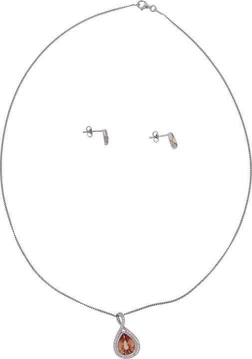 Produktbild Luxxos Set "mit Kette und Ohrstecker Zirkonia champagner" (925 Sterling Silber)