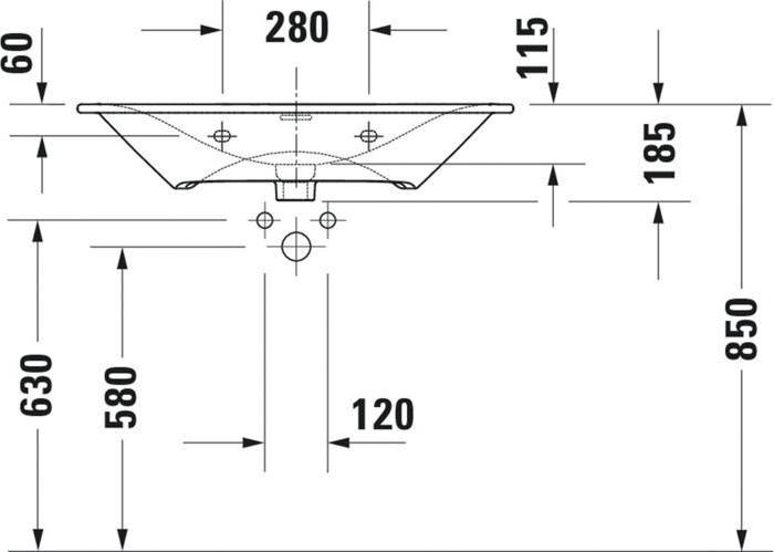 Produktbild Duravit Möbelwaschtisch Viu 83 x 49 cm weiss 2344830000 (490 mm, 830 mm)