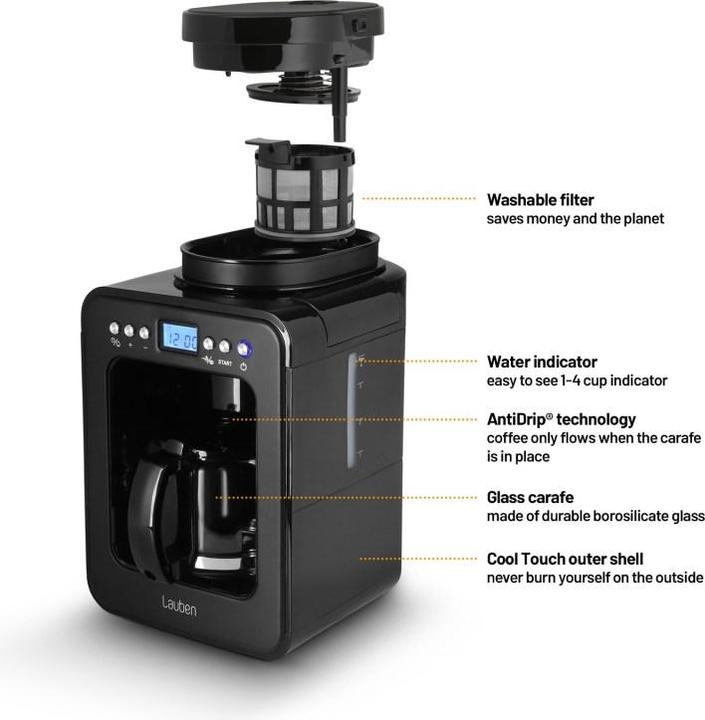 Produktbild Lauben Grind&Drip Kaffeemaschine 600BB LBCMMGDCM60BA