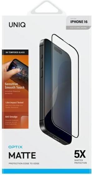 Productafbeelding Uniq Optix Matte iPhone 16 6.1" matowe szkło hartowane z aplikatorem (1 Pcs., Apple iPhone 16)