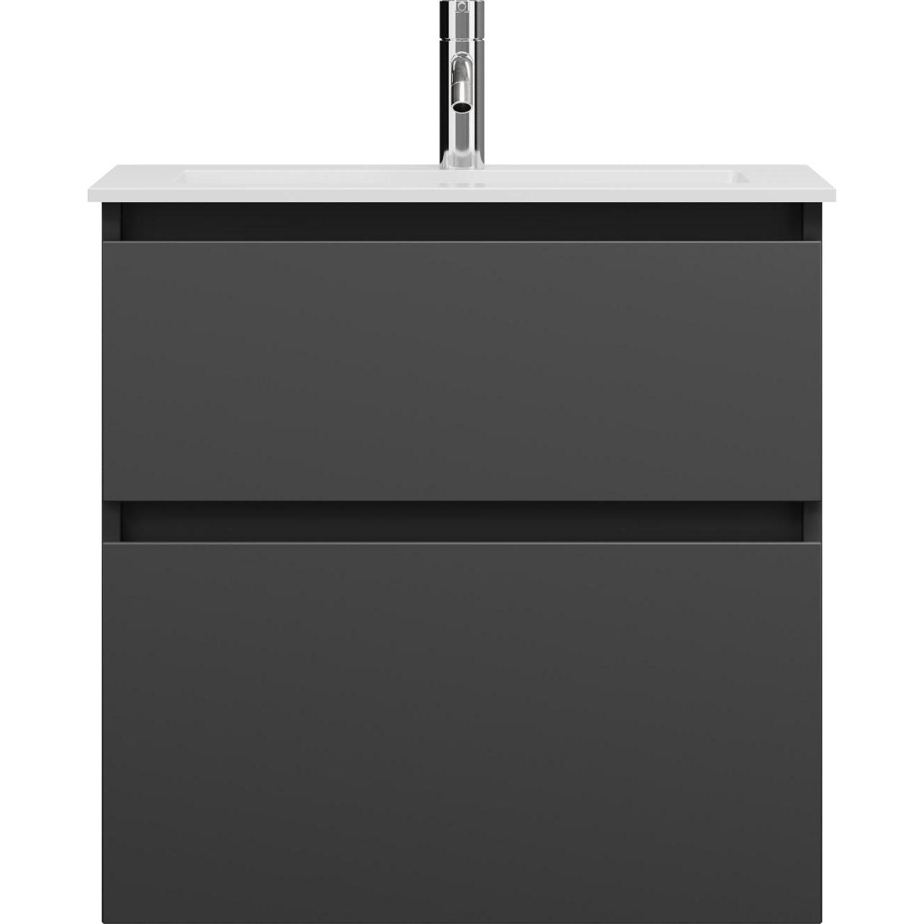 burgbad, Badmöbelset, Lin20 Mineralguss-Waschtisch Farbe Weiss Matt inklusive Waschtischunterschrank 2 Auszüge, 6