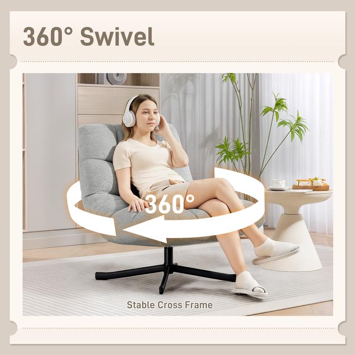 Actual product image Homcom Loungesessel Chenille, Stahl Hellgrau