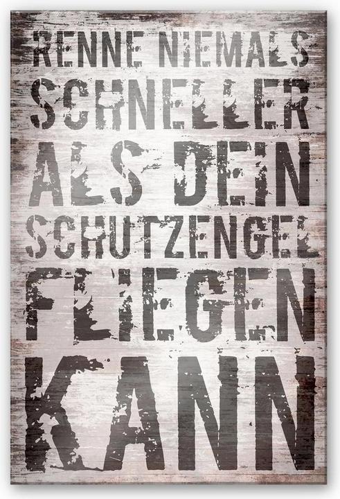 Actual product image Trenddeko Never run faster than your guardian angel can fly (75 x 120 cm)