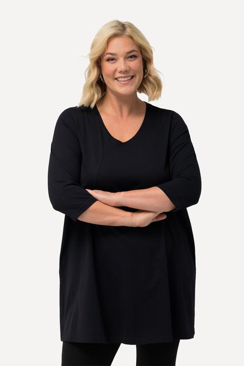 Produktbild Ulla Popken Longshirt, Ziernähte, A-Linie, V-Ausschnitt, 3/4-Arm (50, 52)