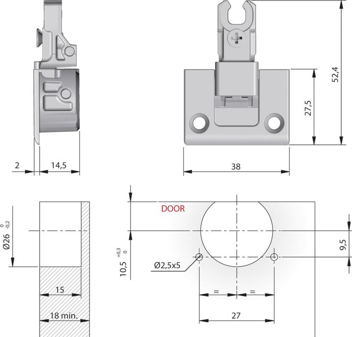 Actual product image Italiana Ferramenta Klappenscharnier Kimana vernickelt