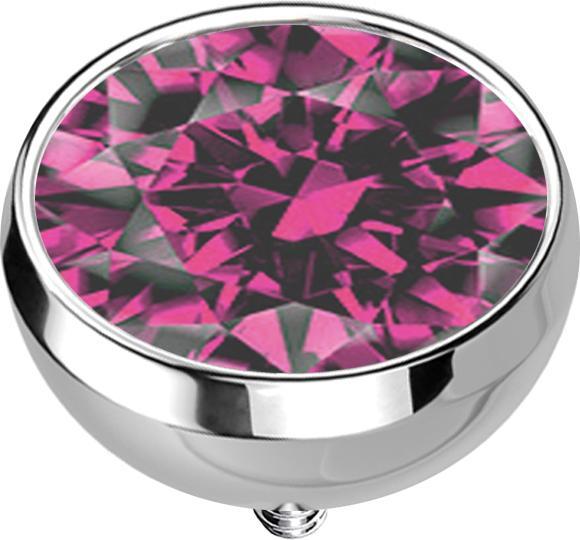 Produktbild Star Piercing Dermal Anchor Halbkugel silber mit Kristall pink (ohne Messing, Titan)