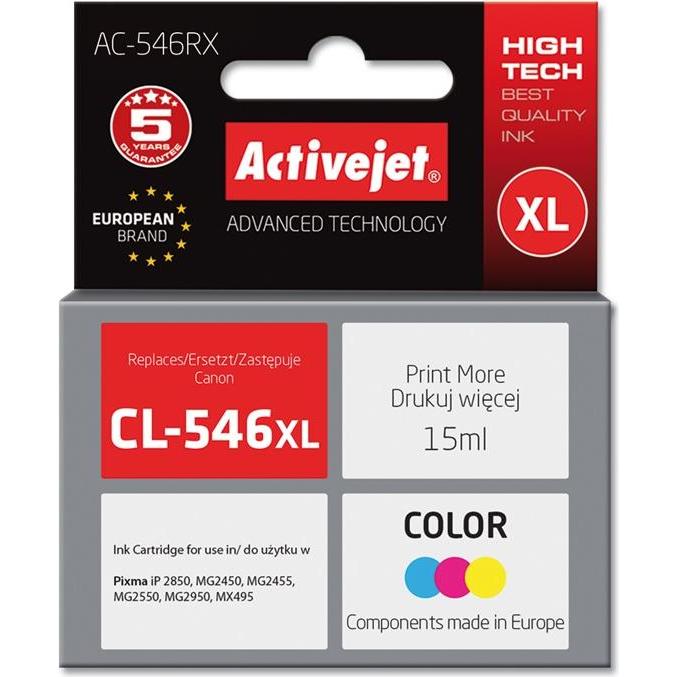 Activejet, Druckerpatrone, AC-546RX Druckerpatrone (e) Kompatibel Hohe (XL-) Ausbeute (M, Y, C)