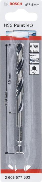 Image du produit Bosch Professional Zubehör HSS PointTeQ Foret hexagonal 7,5 mm (7,5 mm)