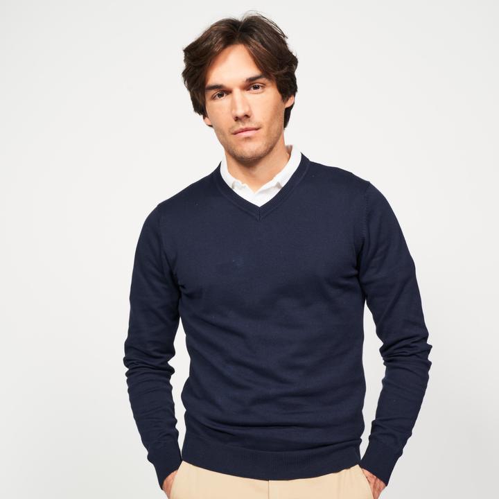 Image du produit Inesis Pulls de golf en coton col V pour hommes - CW100 bleu marine
