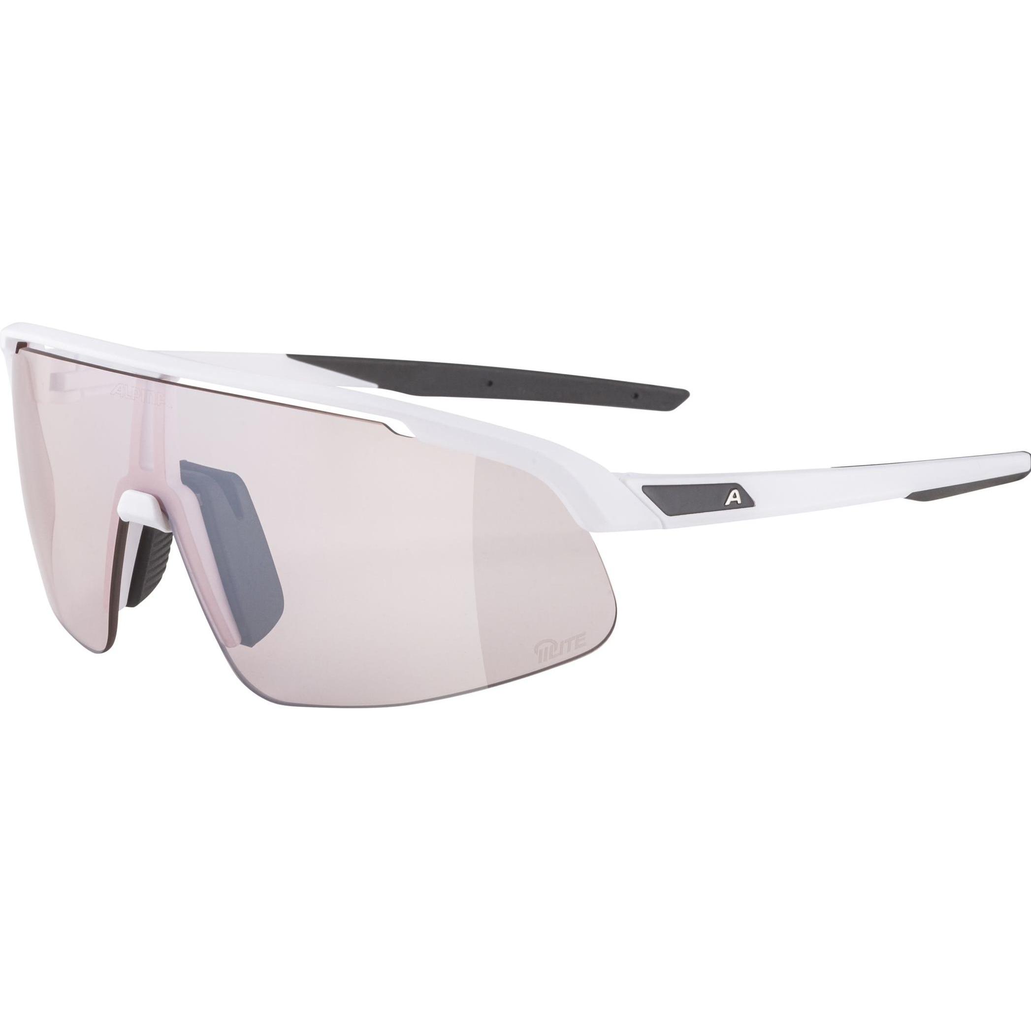 ALPINA SPORTS, Unisex, Sportbrille, Turbo Pro S Q-Lite (White Matt, Pink), Weiss