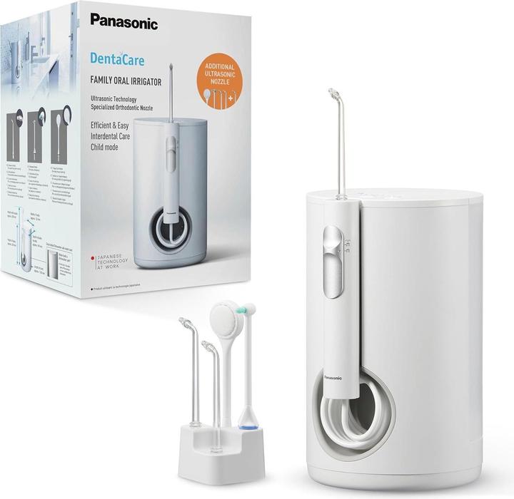 Panasonic Ultrasonic Family Water Flosser with Child Mode, 10 Pressure Settings, IPX7, 5 Nozzles