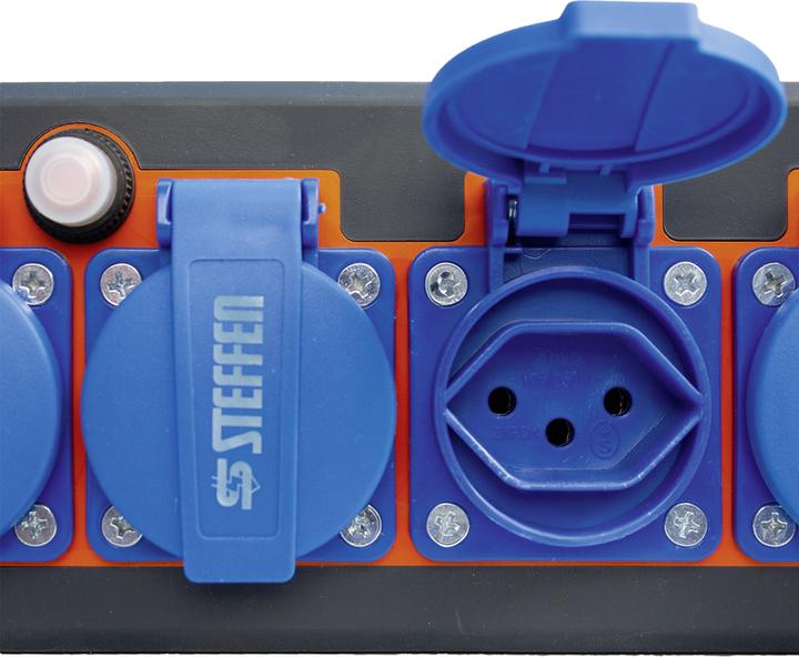 Produktbild Steffen Steckdosenleiste PROFESSIONAL 6xT13 GdV 3G1.5mm² 5m IP20 sw/bl (6 x, Typ 13, 5 m)