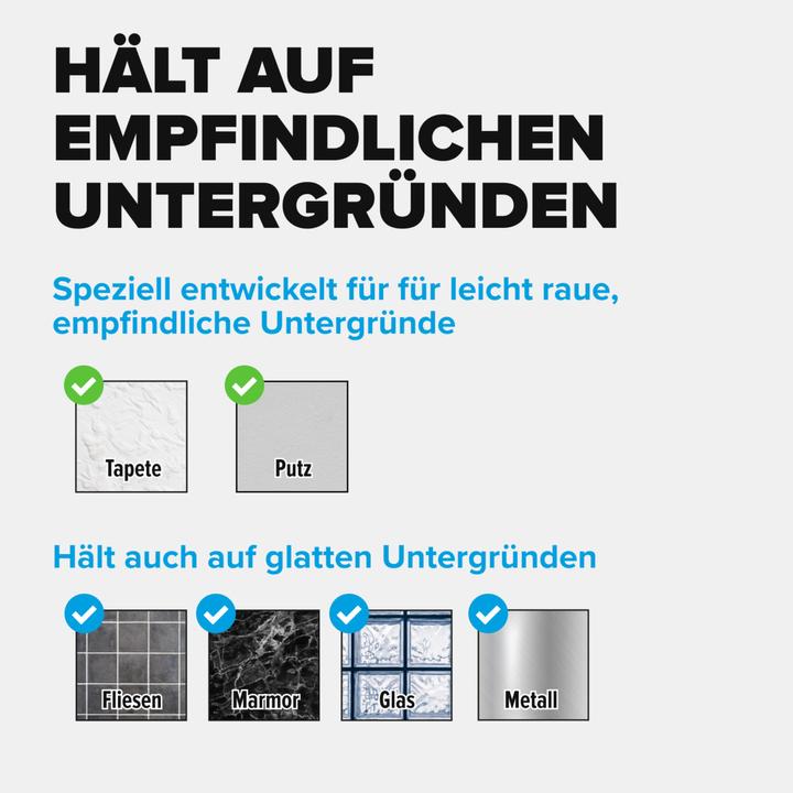 Produktbild tesa Powerstrips für Tapete & Putz, 1kg Halteleistung, 6x doppelseitige Klebestreifen