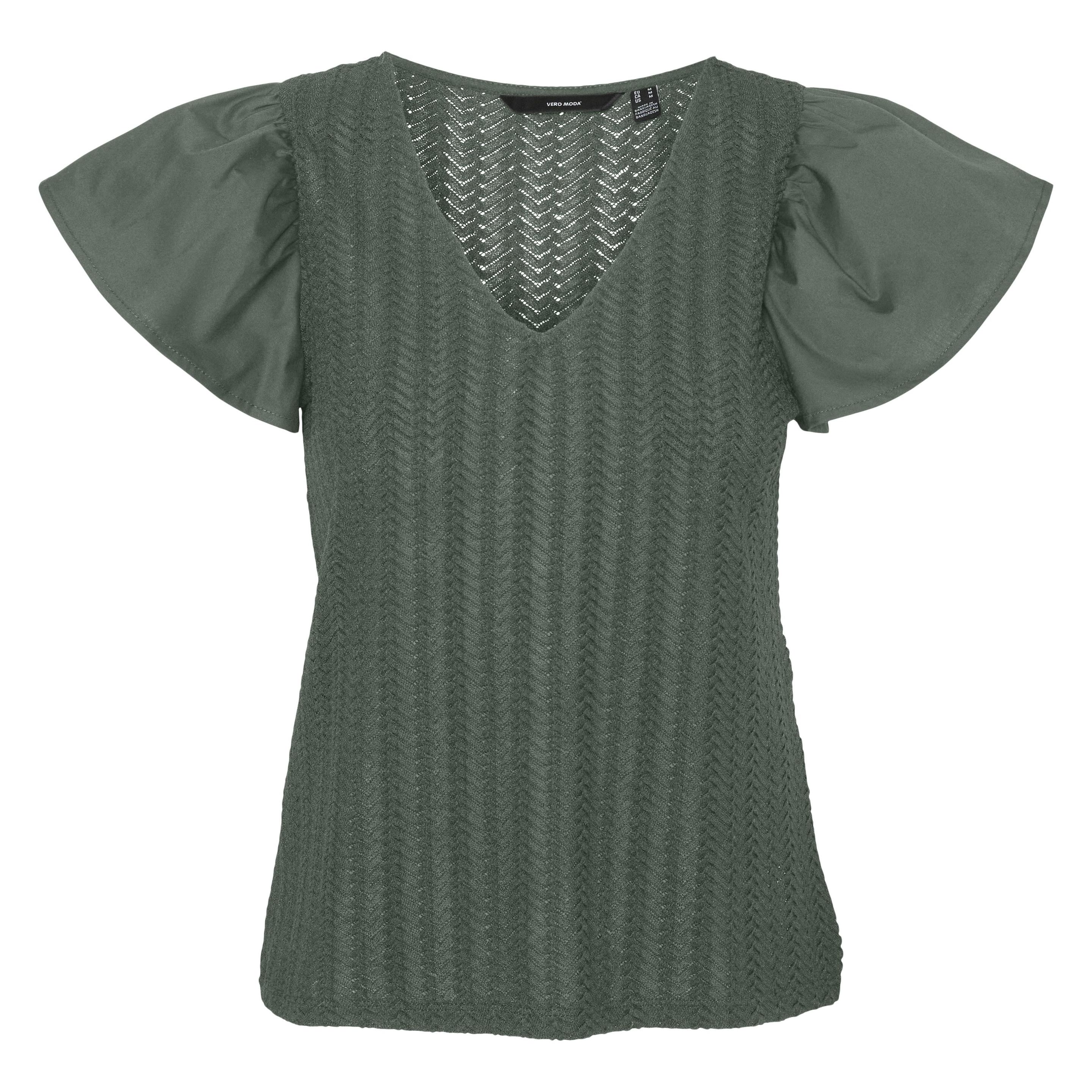 Vero Moda, Damen, Blusen, Vmnaja Ss V-Neck Top Jrs Ga, Grün, (S)